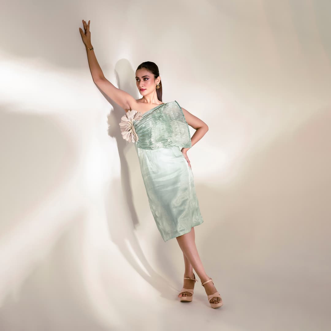 Mint green pleated dress