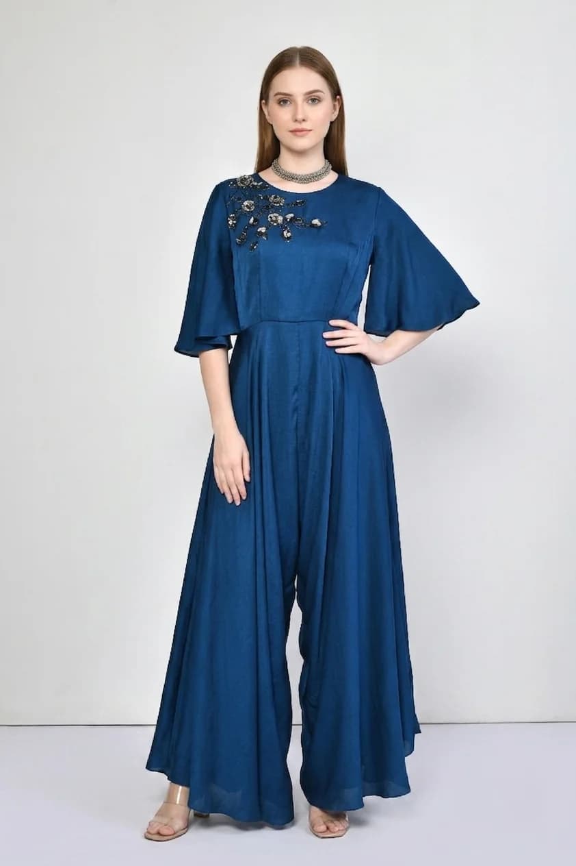 Blue Flowy Jumpsuit