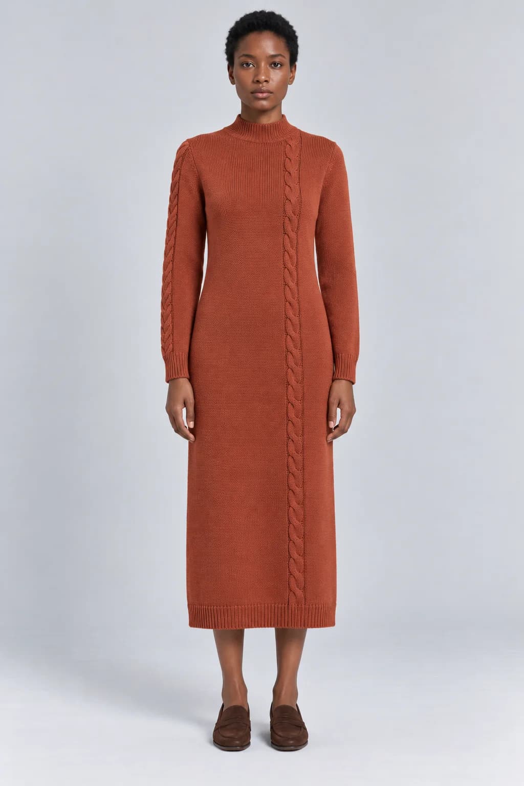 Off-Centre Cable Midi Dress