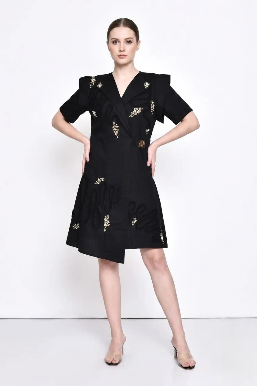 Black Overlap Dress