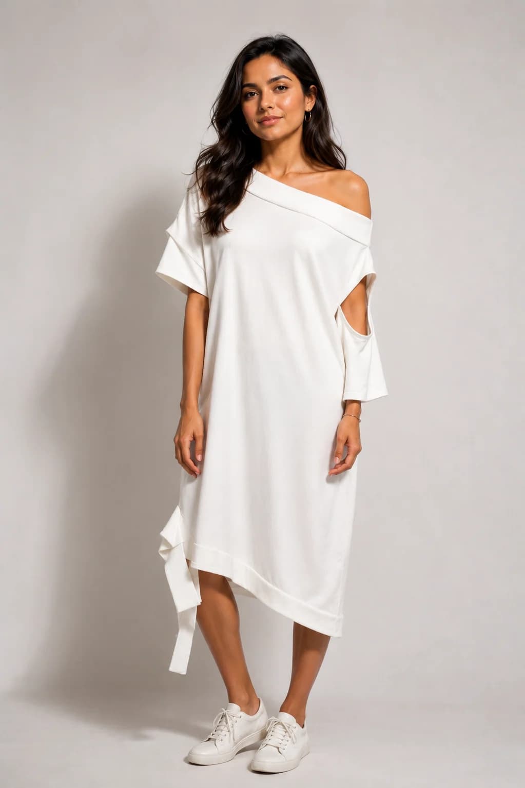 Off shoulder tuck dress