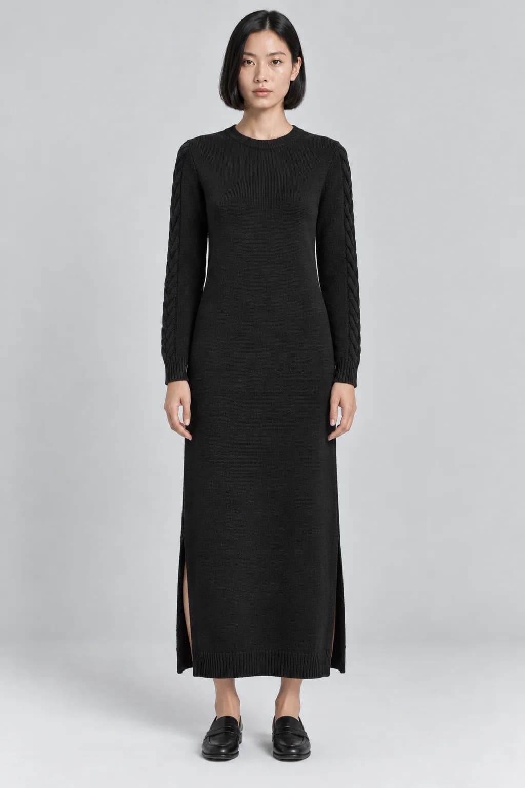 Sleeve Cable Column Dress